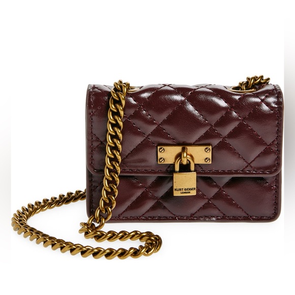 NWT Kurt Geiger London burgundy Crossbody Micro Brixton Quilted Shoulder Bag - Picture 1 of 8